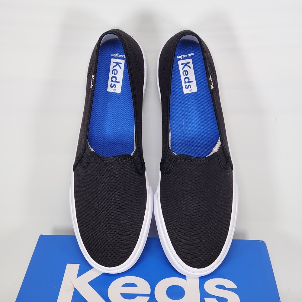 Keds Double Decker Canvas Sneakers Womens Size 7.5 Black Slip-On Shoes Noir - Picture 3 of 7